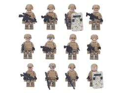 12 Bonecos De Bloco Soldado Com Trajes Diferentes Acessórios 4.5cm Brinquedo Infantil M8019