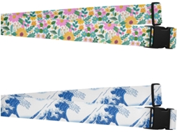 Conjunto De 2 Alças Bagagem Ajustáveis, Coloridas E Vibrantes Com Estampa Floral Malas Acessório De Viagem Criativo