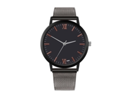 Relógio de Pulso Analógico de Quartzo com Pulseira de Malha Simples e Elegante (gunmetal+ouro Rosa)