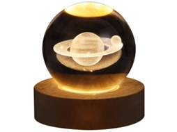 Luminária Noturna Led Usb Galaxy Crystal 3d com Efeito Planetário e Luz Lunar MDUG (saturn Modelo A)