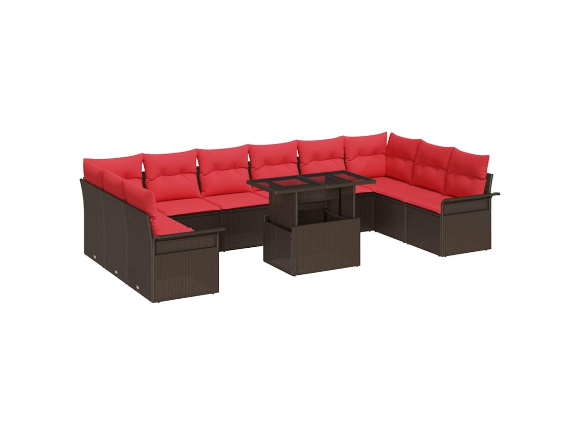 Maison Exclusive - Conjunto De Sofá De Jardim Com Almofada Manual 11 Pcs Castanho