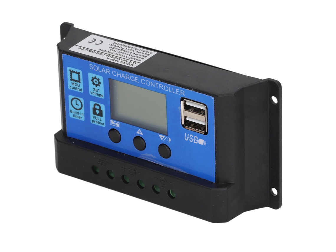 Controlador De Carga Solar Pwm 10a, 12v/24v Com Tela Lcd E Reconhecimento Automático