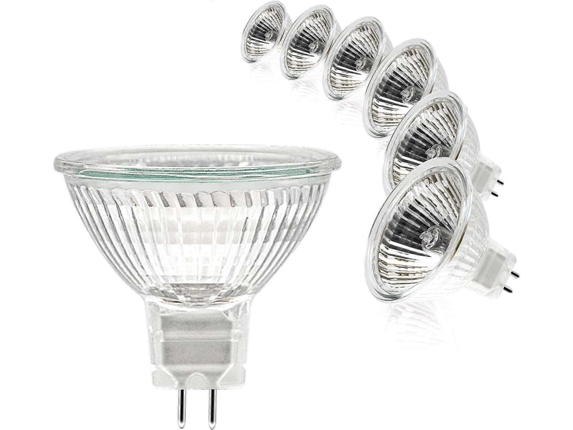 Rebe bombilla Halógena Mr16, 12v 35w, Base Gu5.3, Luz Blanca Cálida 2700k, Regulável, Capa de Vidro para Luzes de Teto