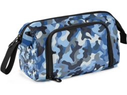 Estojo Grande Azul Camuflado para Meninas, Multifuncional, Estilo Preppy Universitário. 24 X 9,5 15 Cm