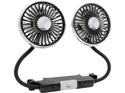 Ventilador Veicular Usb De Duas Cabeças Com Luz Led, Rotação De 360°, 3 Velocidades, Para Banco Traseiro E Uso Doméstico