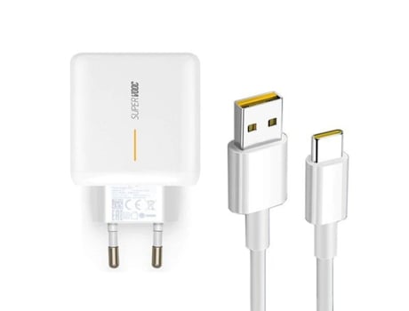 Kit Carregador 65W Fast Charge 4A Vooc 2.0 + Cabo Fast Charger Type C para Oppo A16