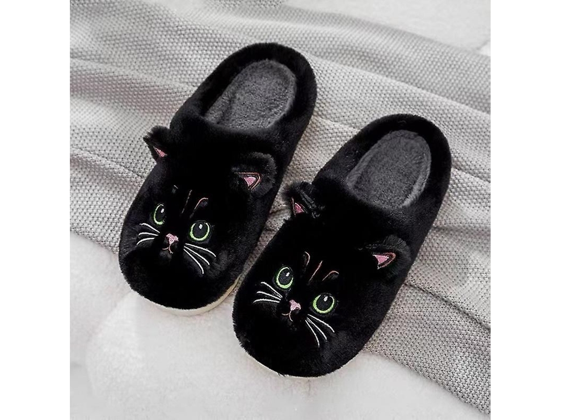 2026 pantuflas de Gato Cute Fluffy para Mujer Y Hombre Invierno Plush Suelas Pvc Interior Heflashor
