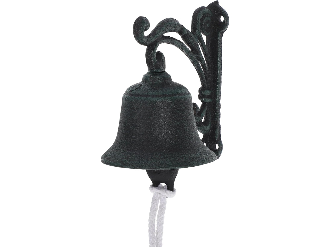 Sino De Mão Vintage Em Ferro Preto Parede