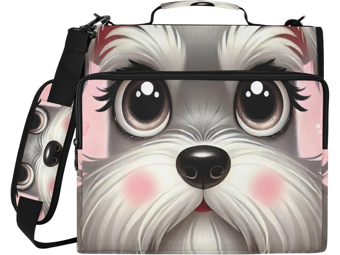 Pasta Fofa Rosa Em Formato De Cachorrinho, Com Zíper E Compartimento Laptop, Resistente À Água, Ideal Escola E
