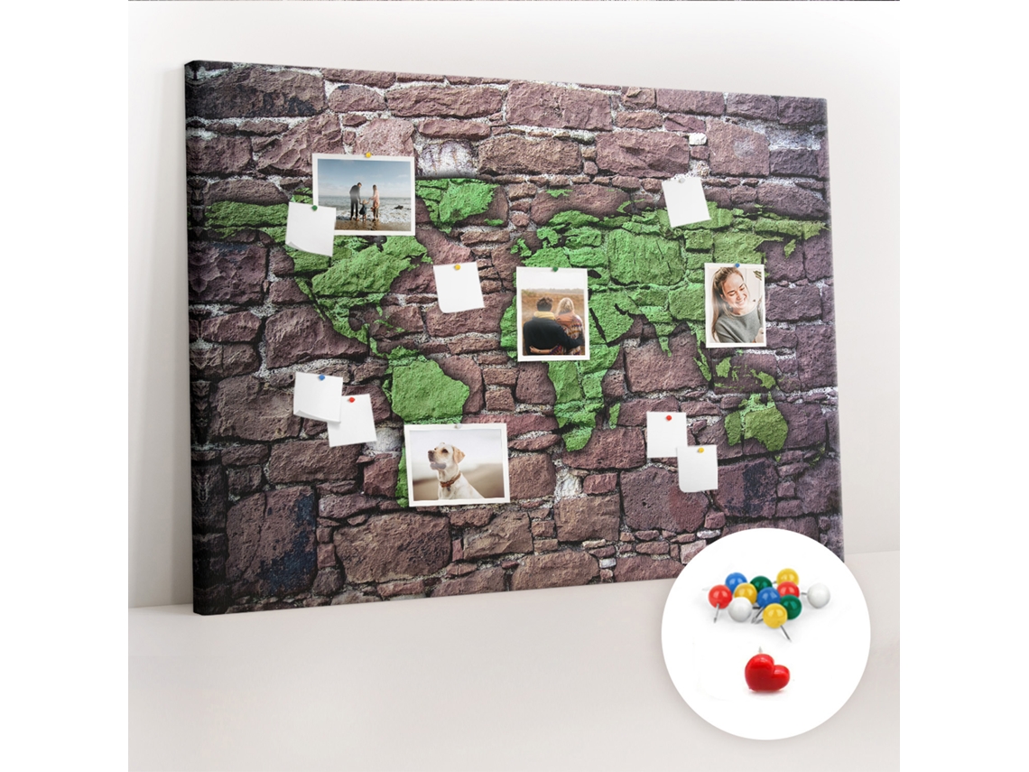 Painel De Cortiça Para Parede Mapa-múndi Na Parede Para A Sala De Estar Espelharte (140x100 Cm)