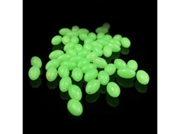 100 Contas Luminosas Linjou para Pesca, Ovos Ovais de Plástico Rígido que Brilham no Escuro, Contas Macias para Varas de Pesca (Brilham no Escuro)