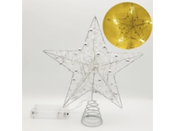 Topo De Árvore De Natal Em Metal Prateado Com Glitter, Luzes Led Operadas Por Bateria, Decorações De Natal Iluminadas Para Uso Interno E Externo, Eleg