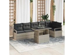 Vidaxl Conjunto de Sofá de Jardim 7 Pcs Cinzento claro Vime Pe