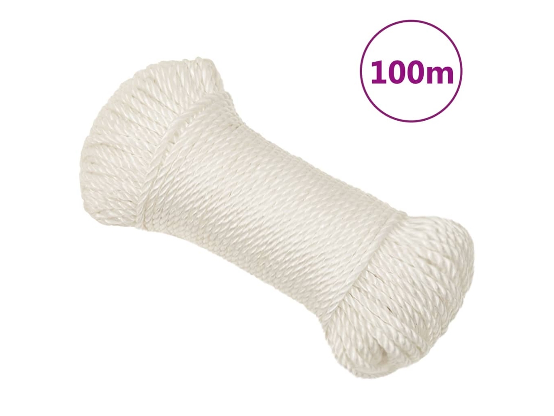 Vidaxl Corda De Trabalho 3 Mm 100 M Polipropileno Branc8