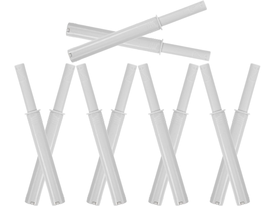 Conjunto de 10 trilhos magnéticos ocultos para armários, em plástico.