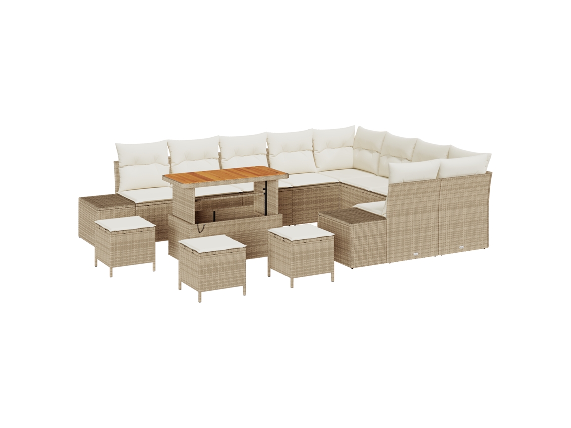 Conjunto 13 Sofá De Jardim Vidaxl Bege Vime Pe (110 X 55 X 71 Cm)