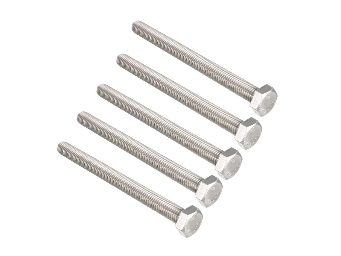 Sextavados Parafusos M10 120 mm em Aço Inoxidável 304 (5 Peças)