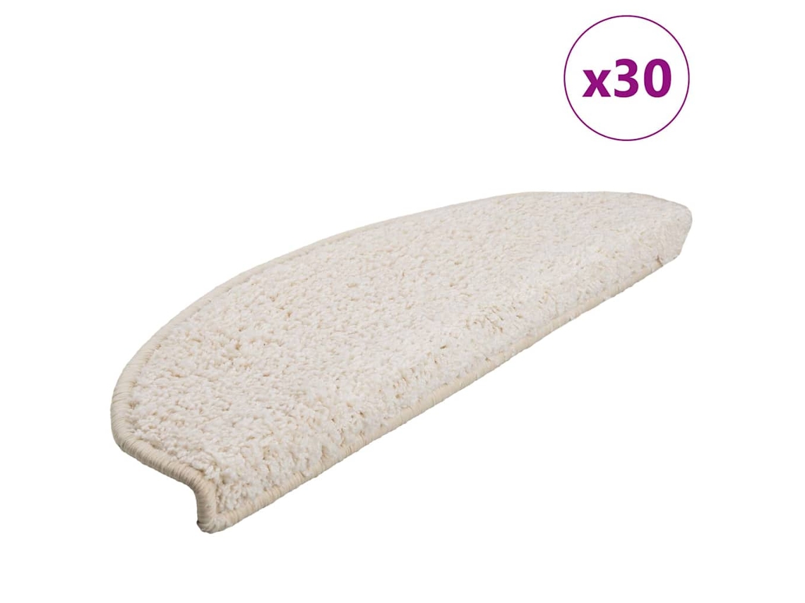 Vidaxl Tapetes De Escada 30 Peças 65x21x4 Cm Branco Semicircular Grande