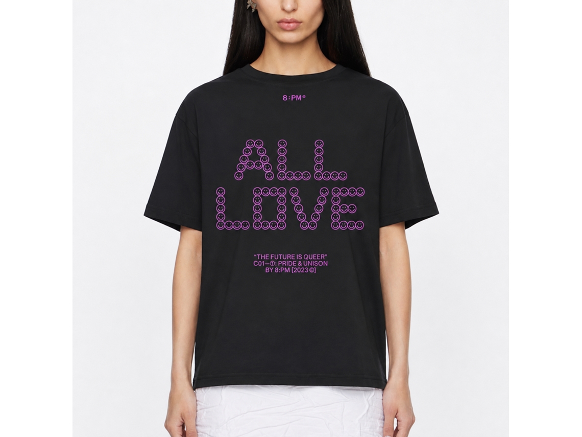 Rockinstone Pride: All Love 8:pm Black T-shirt Unique Designer Style