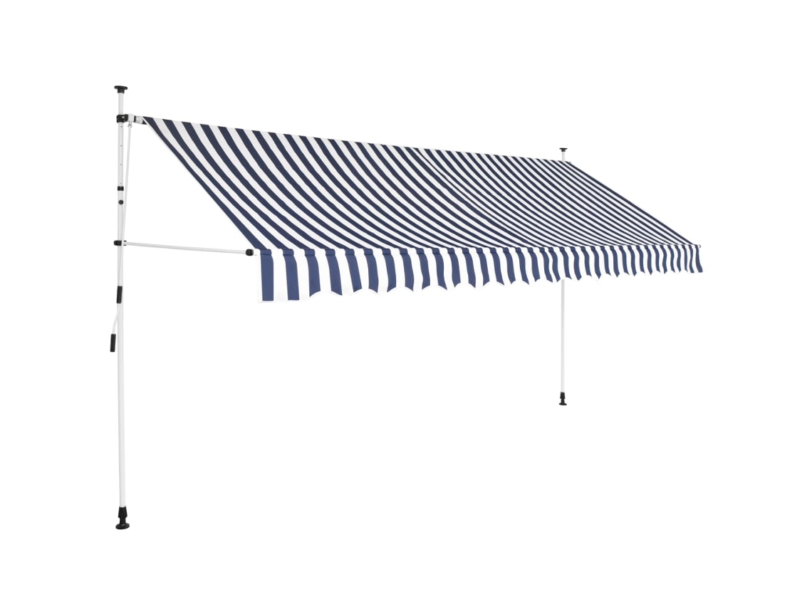 Toldo Retrã¡til Manual 400 Cm Listras Azuis E Brancas Dkd Home Decor