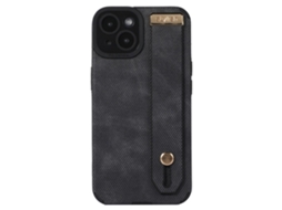 Suporte Casa Para Iphone 14 Plus Pele Sintética Preto