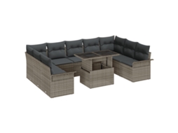 Conjunto 10 Conjunto De Móveis Para Exterior Vidaxl Cinzento Vime Pe (289 X 187,5 X 85 Cm)