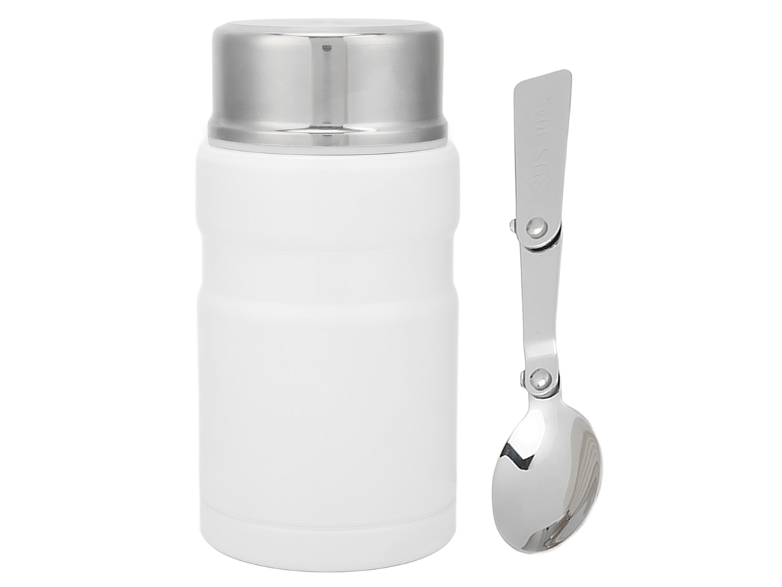 BUSINESS Container de Alimento Isolado Inox 750ml com Colher Branco