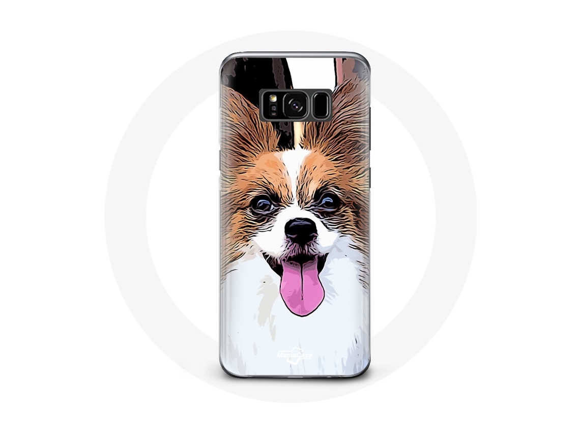 Capa para Samsung Galaxy S8 Continental Toy Spaniel Borboleta Filhote Branco ecastanho