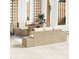 Vidaxl Conjunto De Sofá De Jardim 6 Unid. Bege E Creme