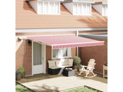 Vidaxl Toldo Retrátil Vermelho E Branco 400 × 300 Cm Tecido E Alumínio