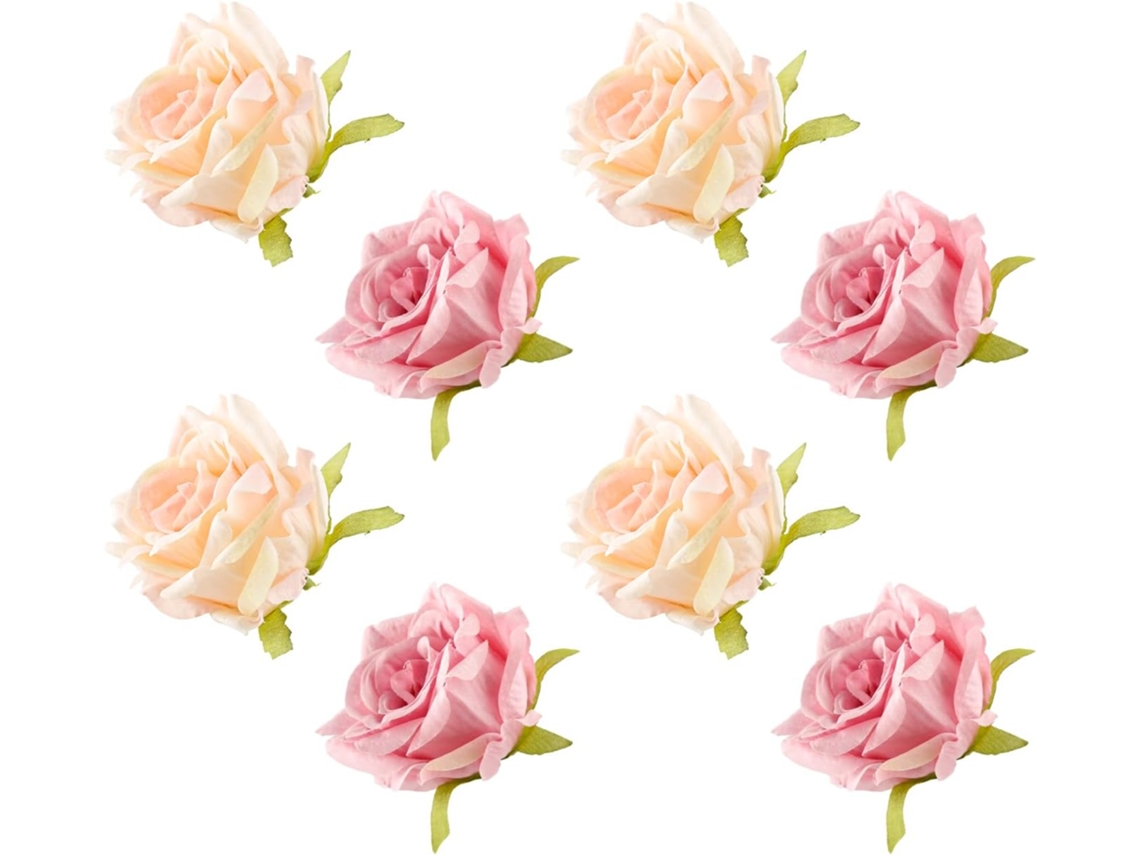 Conjunto de 8 Rosas Artificiais para Decoração de Bolos, Decorações de Cupcakes com Flores para Casamento, Dia Dos Namorados AQUAFORGE
