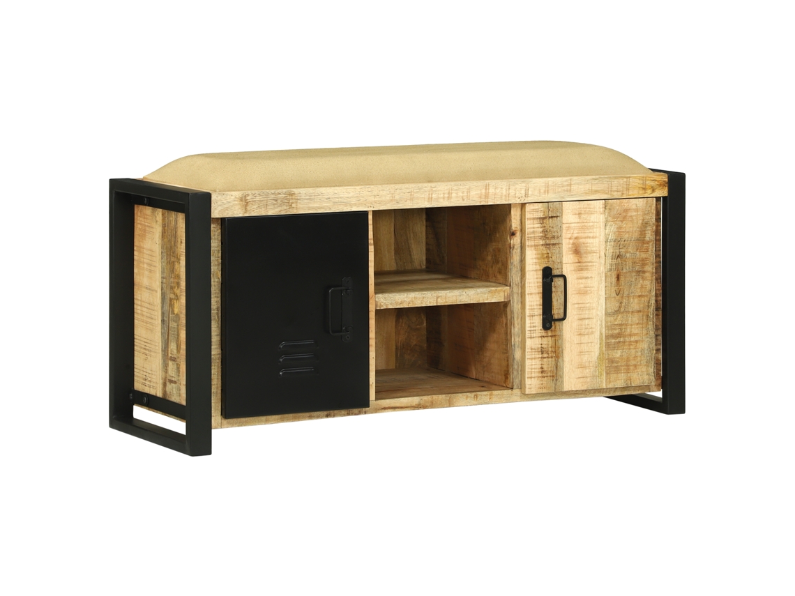 Conjunto 1 Banco De Arrumação Vidaxl Castanho Madeira De Mangueira Maciça (100 X 35 X 50 Cm)