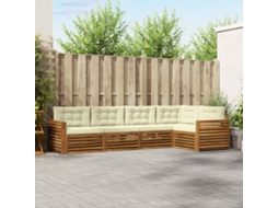 Vidaxl Conjunto De Sofás Para Exterior 5 Unid. Natural E Creme