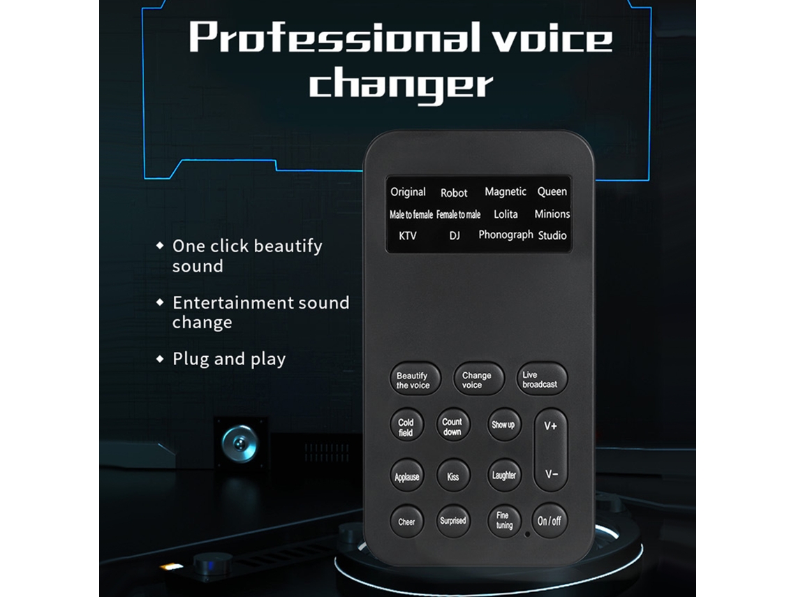 Máquina De Efeitos Sonoros E Modificador De Voz Portátil Plug Play Com 12 Modos E 8 Efeitos Para Streaming Celular Tablet Pc