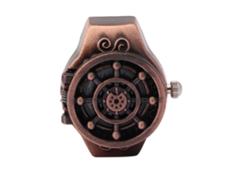 Relógio Anel de Dedo Vintage com Capa Flip Up Quartzo Masculino Vermelho