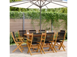Cadeiras De Jardim Dobráveis 8 Pcs Madeira Acácia Maciça Preto Dkd Home Decor