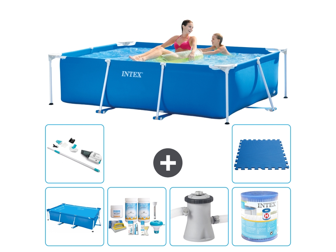 Intex Piscina Com Estrutura Retangular - 220x150x60 Cm - 7-peças S30061