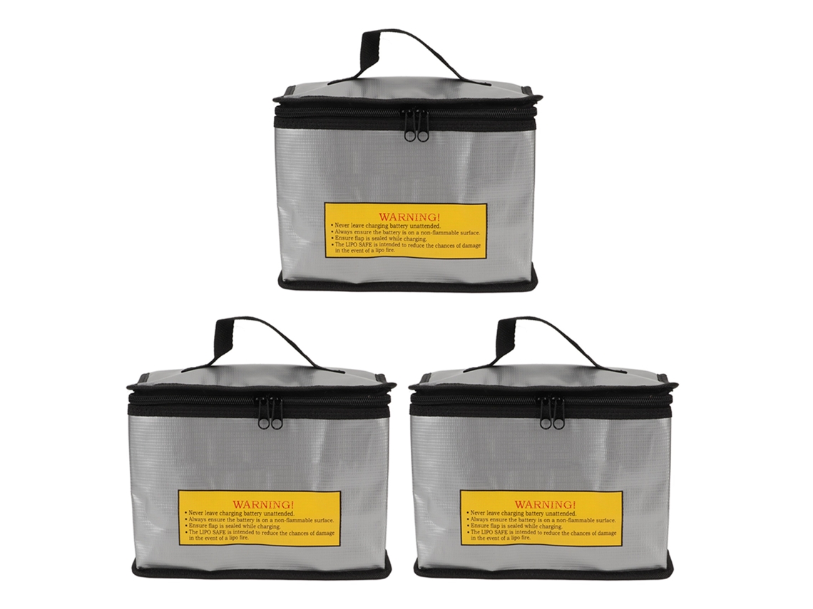 3 Bolsas De Segurança Para Baterias Lipo Ignifugas Explosão-prova Com Capacidade Grande E Zíper