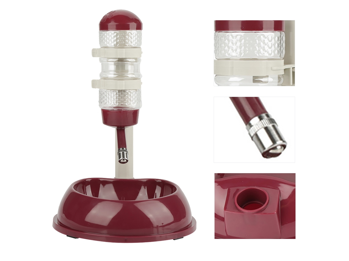 Tigela de Ração Ajustável para Cães e Gatos, com Bebedouro e Comedouro, na Cor Marrom AQUAFORGE