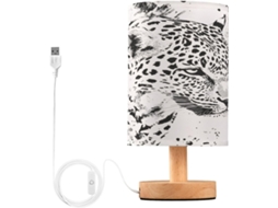 Abajur De Cabeceira Com Estampa Leopardo Branca Para Quarto, Portas De Carregamento Usb C, Luminária De Mesa Cabeceira