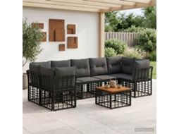 Vidaxl Conjunto De Sofás Para Exterior 8 Unid. Preto E Cinza Escuro