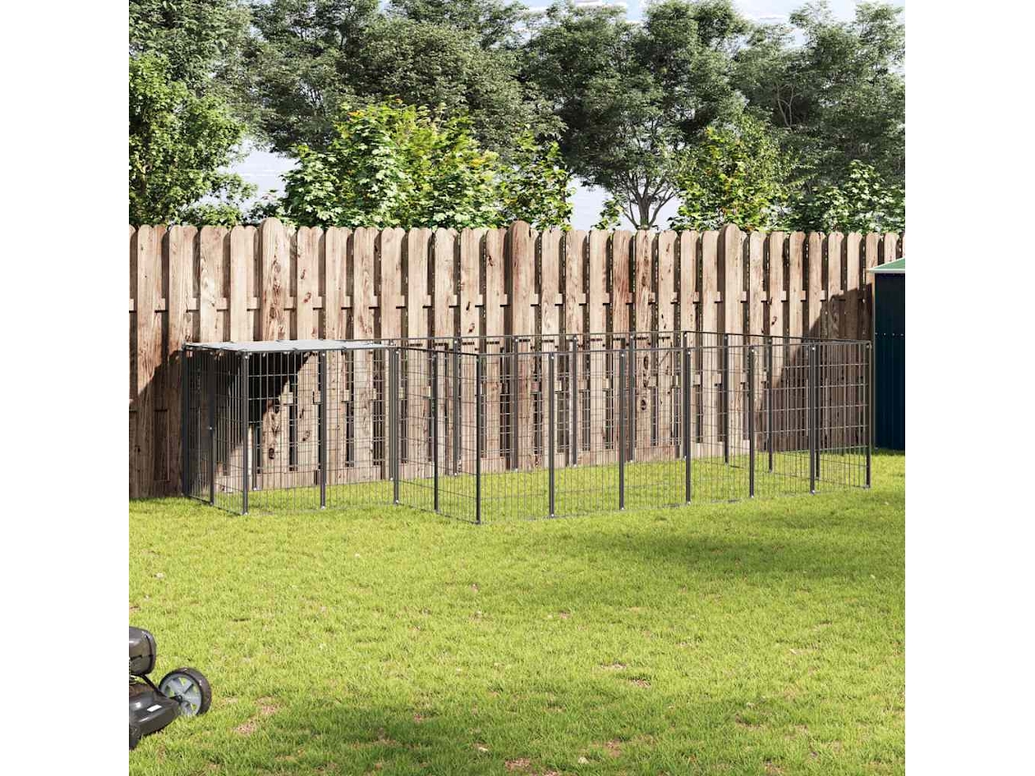 Vidaxl Canil 8,47 M² Aço Preto