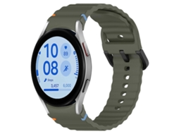 Pulseira De Silicone Preta Com Fivela E Textura Ondulada.