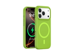 (verde-amarelo, Iphone 17) Capa Magnética Resistente Para Iphone, Em Silicone Líquido De Cor Sólida, Com Design Simples.