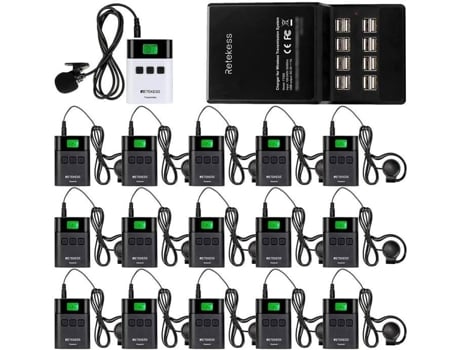 Tt122 Sistema De Guia Turístico Sem Fio Com Base De Carregamento Mini Port Usb A 16 Locais Retekess (15 Receptores)