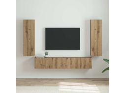 Vidaxl Armário De Tv De Parede 2 Unid. Carvalho Artesanal