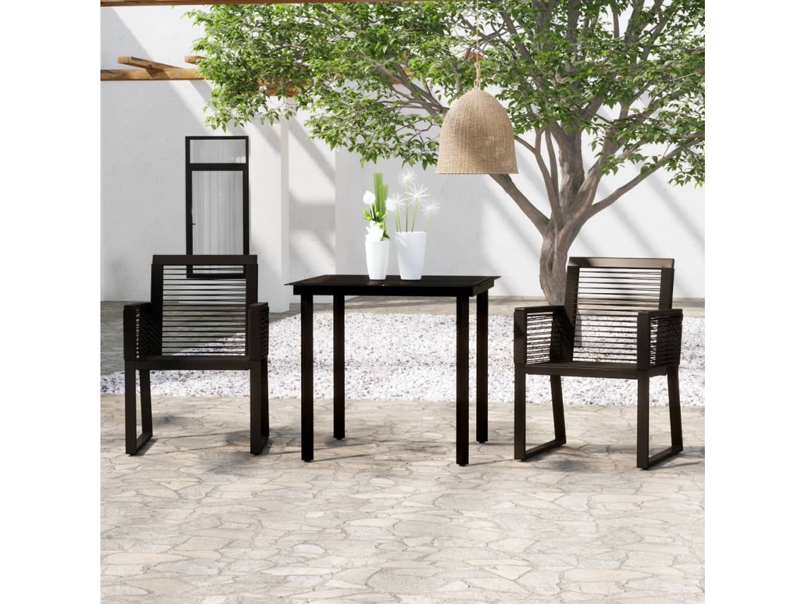Vidaxl 3 Pcs Conjunto De Jantar Para Jardim Preto