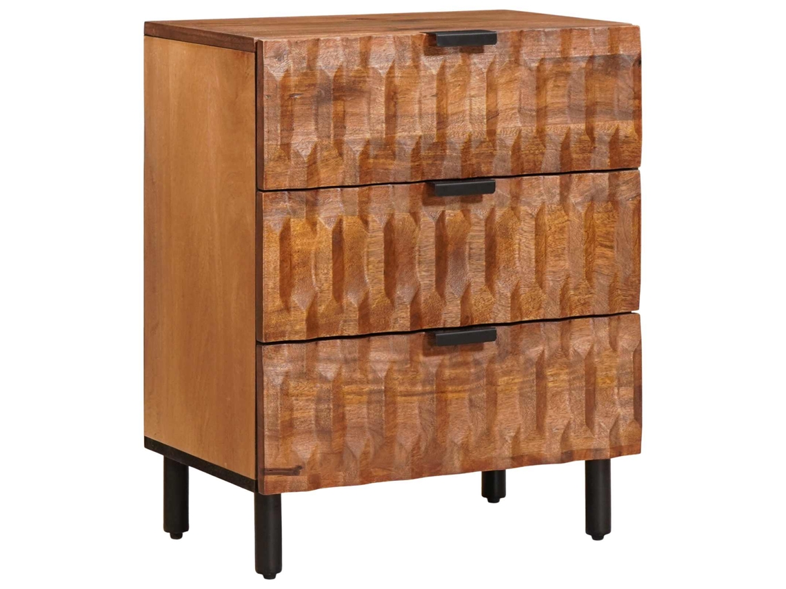Conjunto 1 Armário De Cabeceira Vidaxl Castanho Madeira De Mangueira Maciça (50 X 33 X 62 Cm)