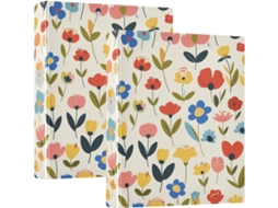 Pasta Escolar Fresh Safaris Flowers 3,8cm com Saco Interno, Pacote com 1 ou 2 Pacotes de Pastas Estéticas, 200 Folhas
