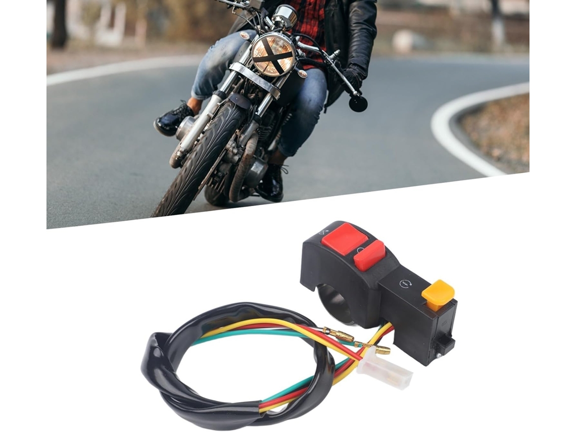 Interruptor De Partida Elétrica Para Motocicleta Guidão 7 8 Polegadas Abs Alta Resistência, Cor Preta